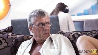 Old guy cheats on wife with her son's GF in taboo scene