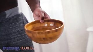 Petite Russian beauty Elena Vedem gets her tight pussy oiled and fucked in massage room