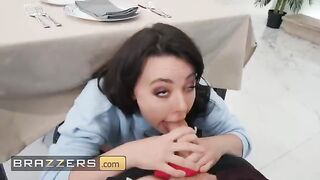 Whitney Wright, sexy waitress with perky tits, gets fucked under table