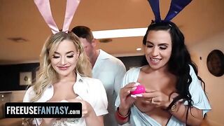 Two bunnies, Blake Blossom and Sandy Love, get fucked in a steamy scenario