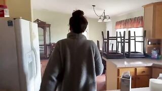 A couple tries to negotiate with the pregnant landlady for a better deal