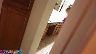 A stepson gets caught jerking off by his stepmom, who then joins in