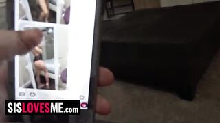 Pervert guy fucks his step sister with plump tits, gets cum inside