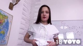 The girl came to the exam with her dildo and got fucked