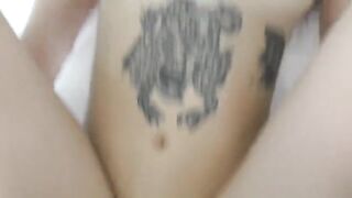 A blonde teen with fake lips seduces a stranger and fucks in her room