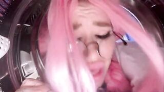 My stupid stepsister got stuck in the washing machine and I couldn't resist her