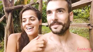 A couple has a passionate and sweaty outdoor sex session