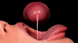 Girl uses her mouth as a trash can for guys to cum in