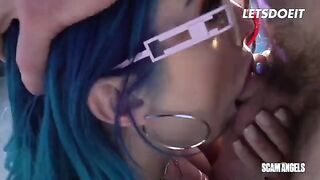 Two sexy babes share cock in a steamy threesome
