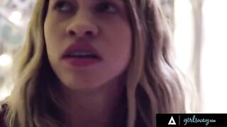 Popular college babe Gia Derza bullied khloe Kapri into sex in the bathroom