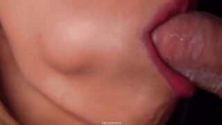 The guy finished in the mouth after breaking the condom. Sensual ASMR