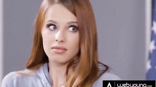 Redhead girl plays detective, investigates Jillian Janson’s pussy