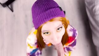 Redhead presented her ass to the man after blowing him 4K