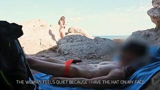 A girl was caught jerking off on the beach and helped me cum