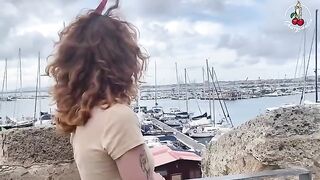 A guy invited a girl to his boat and she started sucking his cock passionately