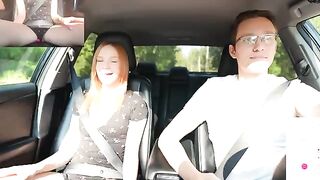 The guy remotely controlled the vibrator of a cute girl while driving