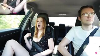 The guy remotely controlled the vibrator of a cute girl while driving