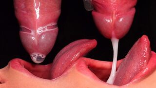 Best close up blowjob with condom milking and break action