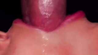 Best close up blowjob with condom milking and break action
