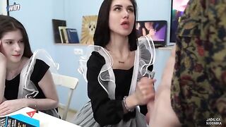 The labor teacher fucked two students in class, a wild scene