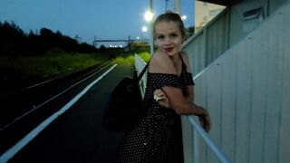 The puzzled baby waited for the train and got a cock and creampie publicly