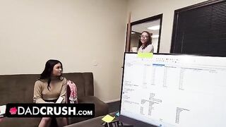 Stepdad fucks his trimmed and naughty Asian step-daughter and her hot girlfriend