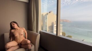 A girl is fucking in the hotel room, hoping her BF never sees this video
