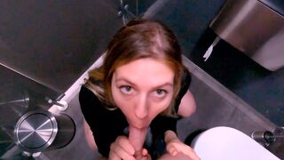 A hot chick fucks with a shoplifter in the mall toilet