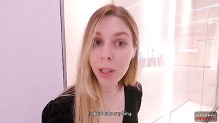 A hot chick fucks with a shoplifter in the mall toilet