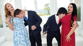 Pervert stepsons can't talk to chicks, so their busty stepmoms teach them the way