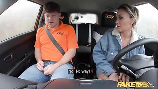A cheating wife with big tits gets fucked hard by her instructor in a car