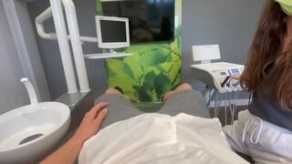 Girl was feeling uneasy at the dentist, so she got intimate