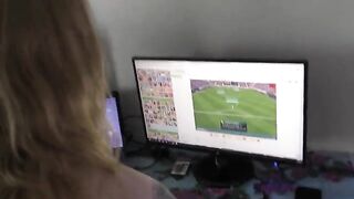 Teen slut gets fucked while playing video games at home