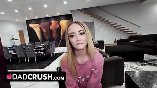 Two step-daughters compete to ride their step-daddies’ hard cocks in a steamy DadCrush scene