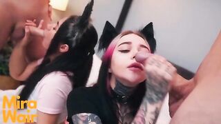 Two kitties fucked with cum in ass by Anna Batman, showcasing her wild side