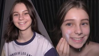Submissive 18 yo gets her pussy filled with cum by a huge cock