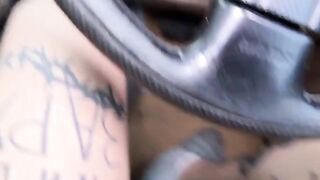 A hot girl masturbates in the car and calls an Uber