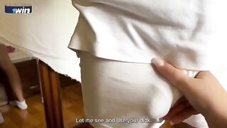 A stepson was thanked by a horny stepmom with big tits for breakfast