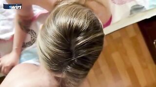 A stepson was thanked by a horny stepmom with big tits for breakfast