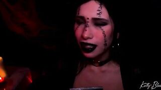 An evil witch casts a spell on a man with a big dick, featuring Katty Blake