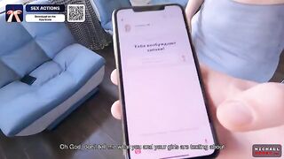 A stepbrother fucks his stepsister using the app action