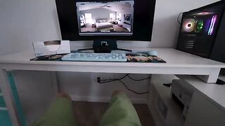 Pervert dude uses a drone to spy on his step-sis masturbating