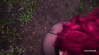 Busty Russian MILF got banged and creampied outdoors