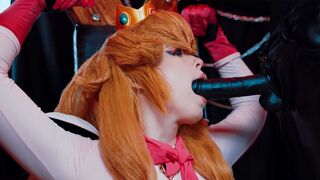 Bowser pushed Mario’s dick into Princess Peach’s wet pussy in a rough fuck