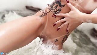 A hot chick is fucking in the hotel pool with a guy!