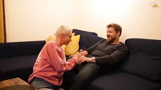 Sex in the apartment balcony with a cumshot