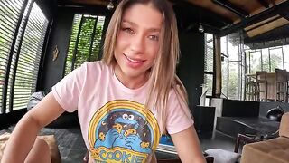 The hot girl is giving a lesson to her teacher at home