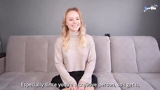 A cute girl with a big ass fucks at her first porn casting