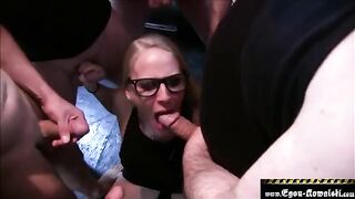 A sexy amateur girl Lara Cumkitten has sex with a lot of guys in a row