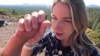 A blowjob in the mountain top, risking it all!